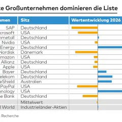 Siemens Energy und Micron Technology führen die Liste der deutschen Aktien mit starker Wertentwicklung 2026 an.