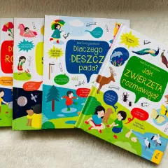 Kolorowa seria książek dla dziewczynek z pytaniami o przyrodę i zwierzęta.