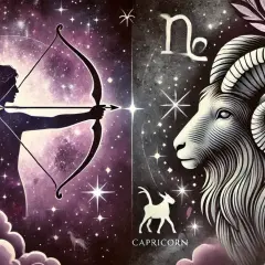 Dwa znaki zodiaku: Strzelec z łukiem i Koziorożec. Grudzień to czas tych dwóch symboli.