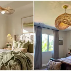Dos habitaciones decoradas con estilo, cada una con un plafón ratán que aporta calidez y textura natural.
