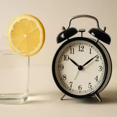 Sveglia che suona, è ora di un rinfrescante bicchiere di acqua e limone al mattino.