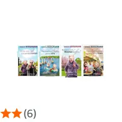 Vier Buchcover von Renate Bergmann in Reihenfolge: "Ich bin nicht. süß, ich hab bloß Zucker", "Das bisschen Hüfte, meine Güte", "Kennense noch Blümchenkaffee?" und "Über Topflappen freut sich ja jeder".