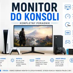 Konsola PlayStation 5 i Xbox Series X obok monitora z grafiką z gry, idealne do grania na konsoli.