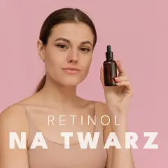 Kobieta z serum z retinolem. Uważaj na retinol efekty uboczne, stosuj ostrożnie.