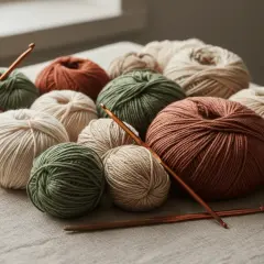 Gomitoli di lana in varie tonalità naturali, pronti per creare un capo caldo. Ogni tipo di lana promette una texture unica.