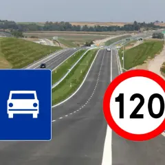 Droga ekspresowa z ograniczeniem prędkości do 120 km/h. Znak informuje o dopuszczalnej prędkości na tym odcinku.