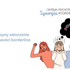 Zaburzenie osobowości borderline (bpd) to złożony stan. Obrazek pokazuje emocjonalne burze i myśli o genetyce.