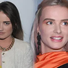 Maffashion kiedyś: dwie wersje influencerki, jedna w białej koronkowej marynarce i złotej biżuterii, druga z różowymi włosami i pomarańczową suknią.