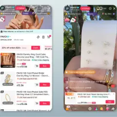 Jak zrobić live na TikToku? Zobacz, jak sprzedawcy prezentują biżuterię, oferując promocje i szybką wysyłkę.
