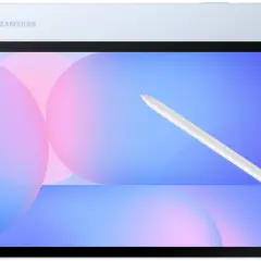 Samsung tablet z rysikiem, idealny jako jaki tablet do oglądania filmów. Jasnoniebieski kolor, duży ekran.