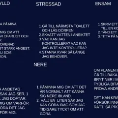 Lista med strategier för att hantera ångest, stress och ensamhet. Kan hjälpa vid emotionell utmattning.