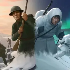 Żołnierze w zielonych mundurach i narciarze w białych kamuflażach, gotowi do walki. W tle samoloty i zorza polarna. Idealne do strategii jak w hoi4 kody.
