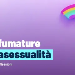 Le sfumature dell'asessualità: definizioni e riflessioni. Un arcobaleno stilizzato su sfondo viola.