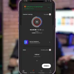 Aplikacja Viking mobile na kartę pokazuje stan pakietu danych i saldo.