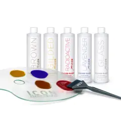 Paleta de colores con tintes ICON Stained Glass. Descubre cuanto dura un baño de color y elige tu tono.