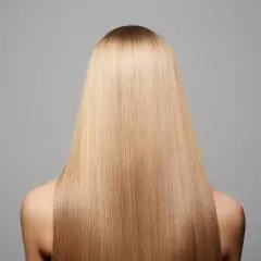 Cabello rubio liso y sedoso, con un brillo espectacular. ¡Pelo brillante al instante!