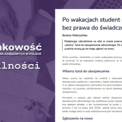 Dłoń pisząca długopisem nad dokumentami, filiżanka kawy i tekst "rachunkowość Aktualności".
