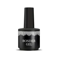 Czarny lakier do paznokci z napisem "BONDER GEL". To produkt, który zapewnia trwałość stylizacji.
