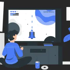 Ein Spieler spielt ein Weltraumspiel, was die **Definition von Gamification** veranschaulicht: spielerische Elemente in nicht-spielerischen Kontexten.