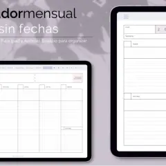 Planificador mensual digital sin fechas, ideal como calendario para rellenar en Ipad y Android. Organiza tu semana y tus prioridades.
