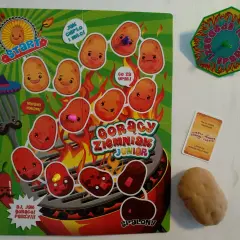 Plansza do gry "Gorący Ziemniak Junior" z zabawnymi ziemniaczkami na grillu. Dowiedz się, jak się gra w gorącego ziemniaka!