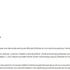 Objet : demande de bourse. Un étudiant sollicite une aide financière pour poursuivre ses études universitaires.