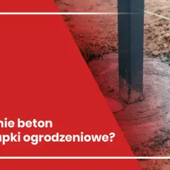 Beton do słupków ogrodzeniowych, świeżo wylany wokół czarnego słupka, tworzy solidną podstawę.