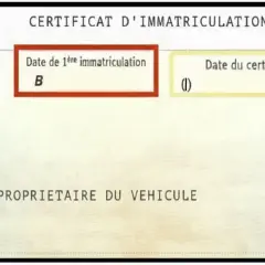 Extrait du certificat d'immatriculation, on peut lire la date de 1ère immatriculation.