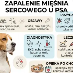 Zapalenie mięśnia sercowego u psa objawia się m.in. kaszlem, apatią i brakiem apetytu. Informacje o przyczynach, diagnostyce i leczeniu.