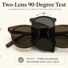 Zwei Sonnenbrillen werden übereinander gelegt und um 90° gedreht, um zu prüfen, ob sie polarisierte Sonnenbrille Nachteile haben.
