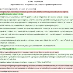 Fragment tekstu prawnego dotyczący odpowiedzialności za wykroczenia przeciwko prawom pracownika.