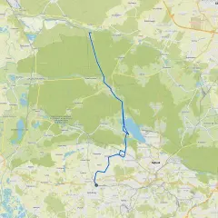 Trasy rowerowe Rybnik: mapa pokazuje malowniczą trasę rowerową przez tereny zielone i rezerwaty, łączącą Rybnik z okolicznymi miejscowościami.