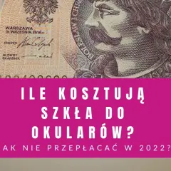 Fragment banknotu 100 zł z portretem Króla Kazimierza Wielkiego i tekstem "Ile kosztują szkła do okularów?".