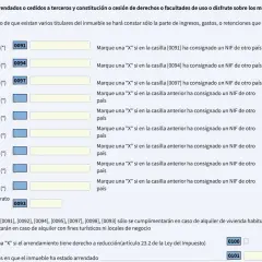 Formulario para declarar alquileres. Si alquilo un piso, tengo que declararlo. Se registran datos del arrendatario y del contrato.