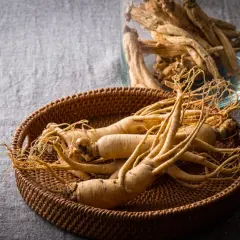 Korzenie żeń-szenia w koszyku i szklanym słoiku. Zastanawiasz się, jaki żeń-szeń jest najwartościowszy?