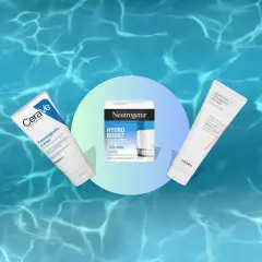 Drei Feuchtigkeitscremes für trockene Haut: CeraVe, Neutrogena Hydro Boost und COSRX.
