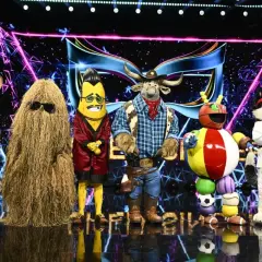 Masked singer deltagare: en mus, en gräshög, en banan, en tjur, en insekt och en katt.
