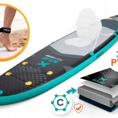 Deska piankowa do pływania Aquasurf 10.6 z siedziskiem i leashem. Wytrzymała konstrukcja 3x PVC.