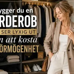 En kvinna i en beige kavaj visar hur man bygger en garderob med quiet luxury-känsla utan att det kostar en förmögenhet.