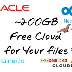 Darmowy przechowywanie w chmurze ~200GB dla Twoich plików, z logotypami Oracle, Nginx, Nextcloud, Docker, Cloudflare i innymi.