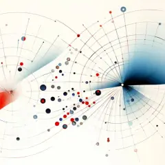 Abstrakcyjny wykres z punktami i liniami, przypominający analizę najczęściej padających liczb w szybkie 600.