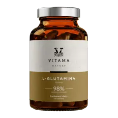 Butelka suplementu diety L-Glutamina 1100mg. Dowiedz się, glutamina co to i jak działa. 120 kapsułek.