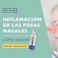 Mujer con inflamación nasal. El uso de agua de mar puede aliviar la congestión.