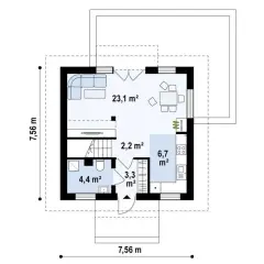 Dom jednopiętrowy do 70 m² - projekt Z264D z kolekcji Muratora, wybudujesz bez pozwolenia