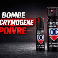 Deux bombes lacrymogènes de marque Concorde Defender Pro, gel au poivre pour un effet immédiat.