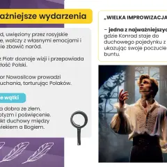 Konrad w "Dziady cz. 3" walczy z emocjami i pragnie zbawić naród. Scena "Wielka Improwizacja" to jego duchowy pojedynek z Bogiem.