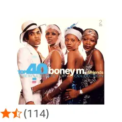 Okładka albumu "Boney M. & Friends - Their Ultimate Top 40 Collection". Grupa prezentuje się w strojach z lat 70.