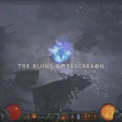 Ruiny Sescheron w Diablo 3, gdzie gracze mogą znaleźć Kostkę Kanai.