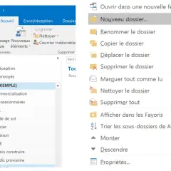 Interface d'un logiciel de messagerie montrant comment classer ses mails avec des dossiers et des options de gestion.