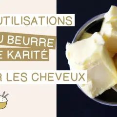 5 utilisations du beurre karité pour les cheveux. Gros plan sur des cubes de beurre karité crémeux dans un bol.